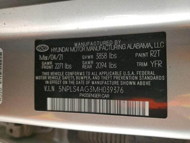 5NPLS4AG3MH039376 - 2021 HYUNDAI ELANTRA SEL GRAY photo 13