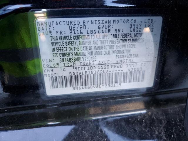 3N1AB8BV8LY230159 - 2020 NISSAN SENTRA S BLACK photo 12