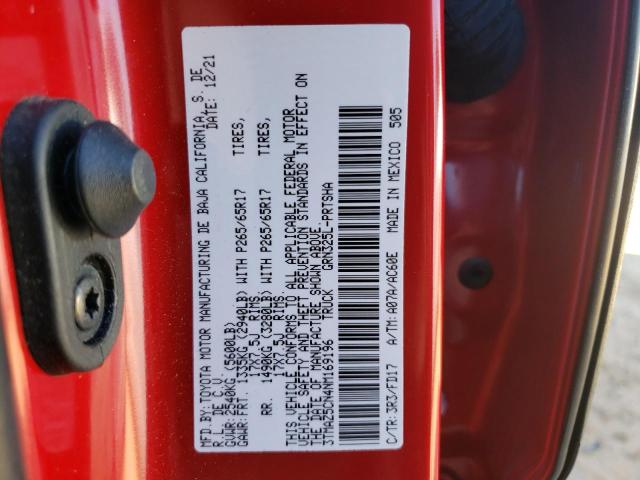 3TMAZ5CN4NM169196 - 2022 TOYOTA TACOMA DOUBLE CAB 红色 照片 13