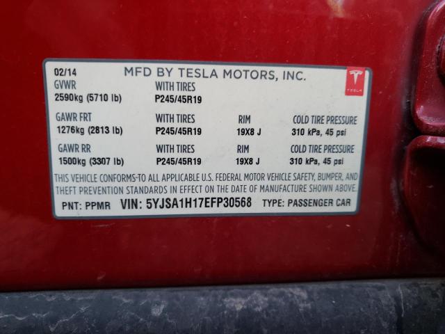 5YJSA1H17EFP30568 - 2014 TESLA MODEL S Կարմիր լուսանկար 13