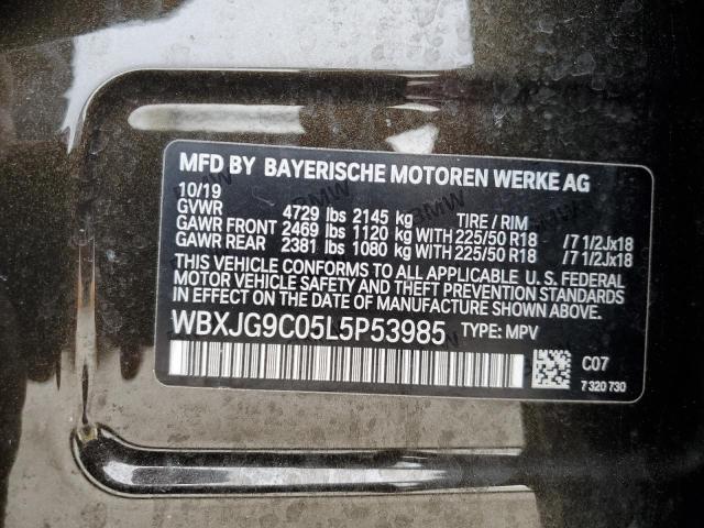 WBXJG9C05L5P53985 - 2020 BMW X1 XDRIVE28I BLACK photo 12