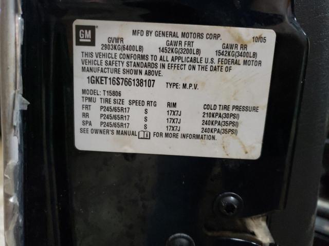 1GKET16S766138107 - 2006 GMC ENVOY XL BLACK photo 13