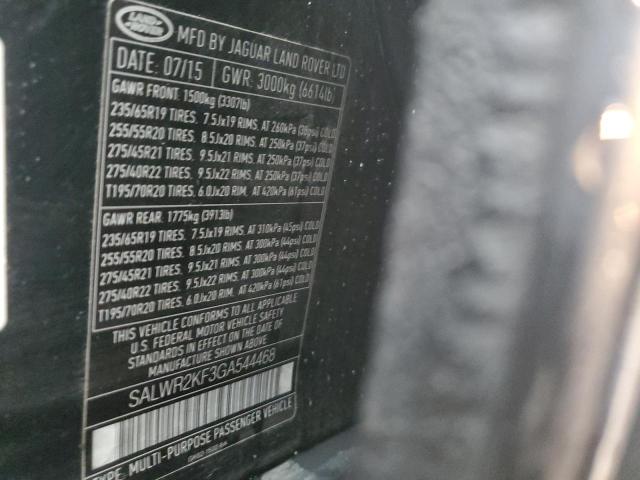 SALWR2KF3GA544468 - 2016 LAND ROVER RANGE ROVE HSE BLACK photo 13