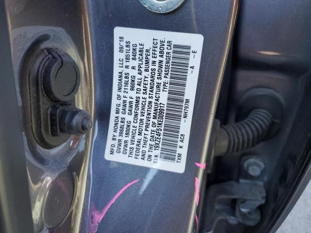 19XZE4F51KE009917 - 2019 HONDA INSIGHT EX GRAY photo 13