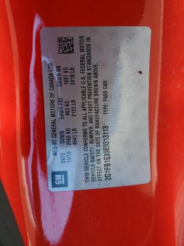 2G1FB1E39E9213113 - 2014 CHEVROLET CAMARO LT RED photo 12