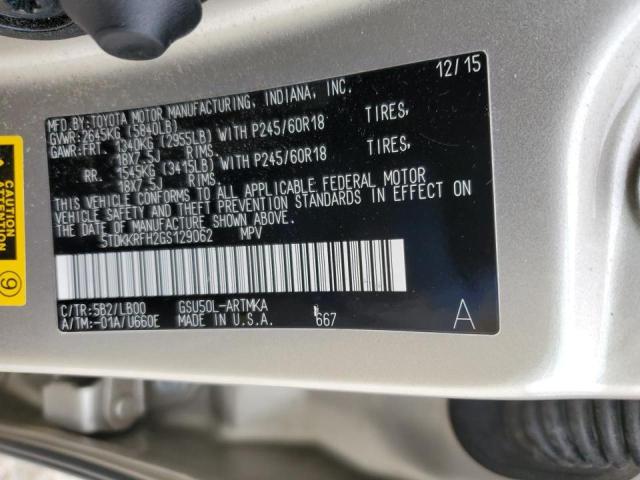 5TDKKRFH2GS129062 - 2016 TOYOTA HIGHLANDER XLE ბეჟი ფოტო 13