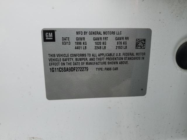 1G11C5SA9DF272279 - 2013 CHEVROLET MALIBU 1LT WHITE photo 12