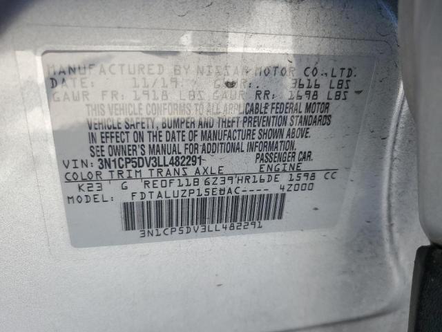 3N1CP5DV3LL482291 - 2020 NISSAN KICKS SR SILVER photo 14