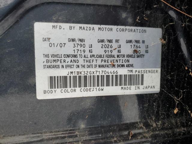 JM1BK32GX71704466 - 2007 MAZDA 3 I BLACK photo 12