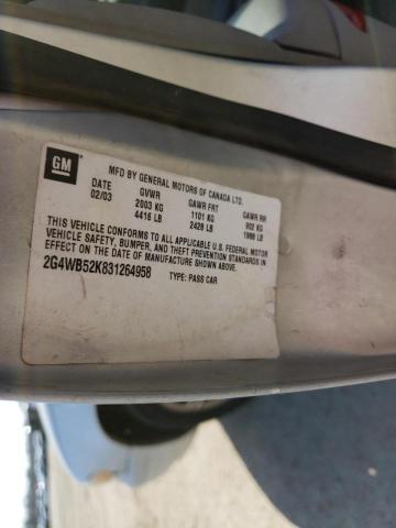 2G4WB52K831264958 - 2003 BUICK REGAL LS 银色 照片 12