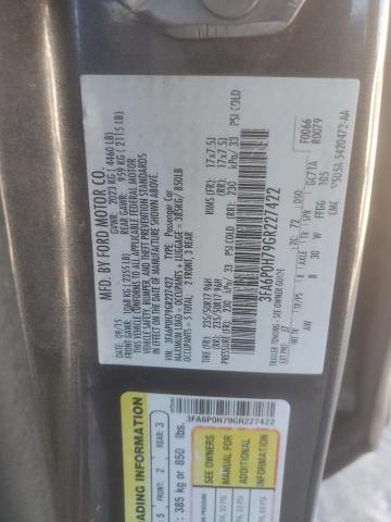 3FA6P0H79GR227422 - 2016 FORD FUSION SE GRAY photo 12