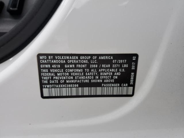 1VWDT7A3XHC085396 - 2017 VOLKSWAGEN PASSAT R-LINE Ақ фото 13