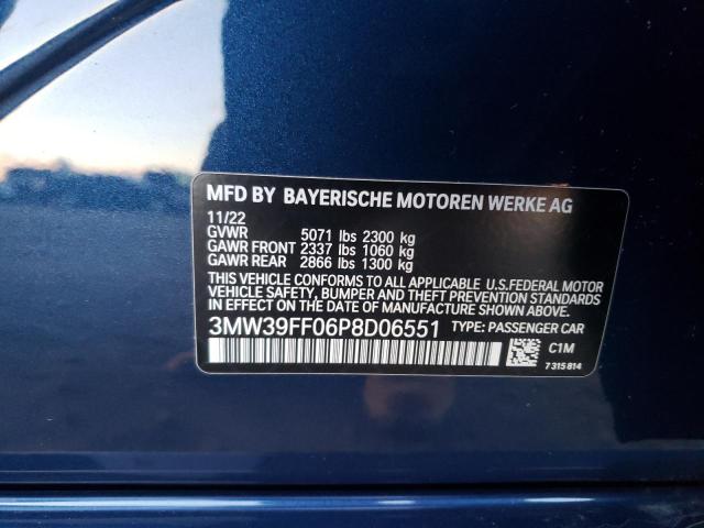 3MW39FF06P8D06551 - 2023 BMW 330E BLUE photo 12