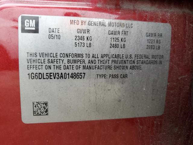 1G6DL5EV3A0148657 - 2010 CADILLAC CTS PERFORMANCE COLLECTION RED photo 12