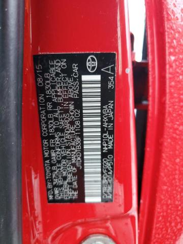 JTDKDTB38F1108102 - 2015 TOYOTA PRIUS C RED photo 12