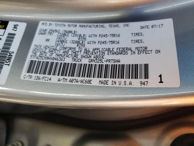 5TFAZ5CN9HX046363 - 2017 TOYOTA TACOMA DOUBLE CAB 银色 照片 12