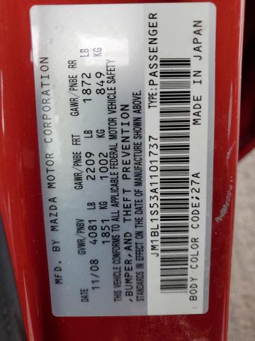 JM1BL1S53A1101737 - 2010 MAZDA 3 S RED photo 13