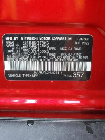JA4ARUAU2NU021414 - 2022 MITSUBISHI OUTLANDER ES წითელი ფოტო 13