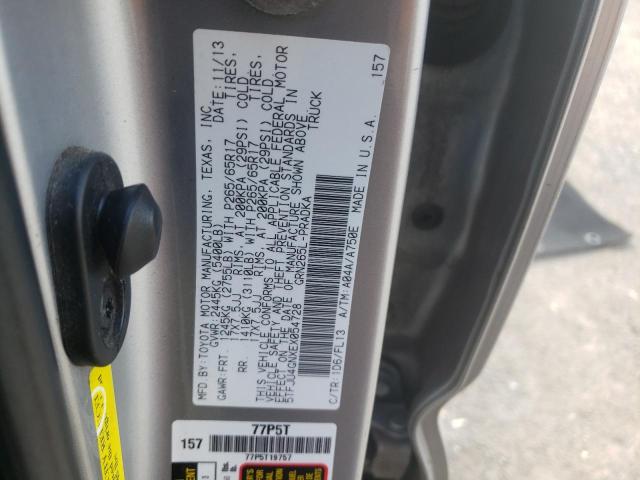 5TFJU4GNXEX054728 - 2014 TOYOTA TACOMA DOUBLE CAB PRERUNNER SILVER photo 12