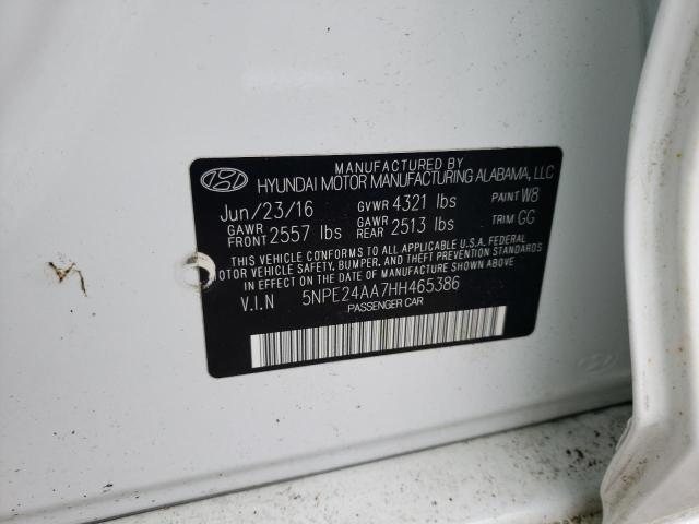 5NPE24AA7HH465386 - 2017 HYUNDAI SONATA ECO WHITE photo 12