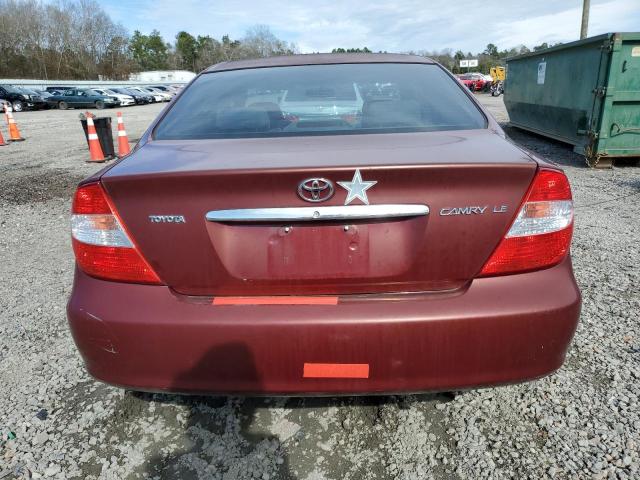 4T1BE32K24U309747 - 2004 TOYOTA CAMRY LE BURGUNDY photo 6