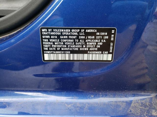 1VWDT7A36HC011263 - 2017 VOLKSWAGEN PASSAT R-LINE Mavi foto 12