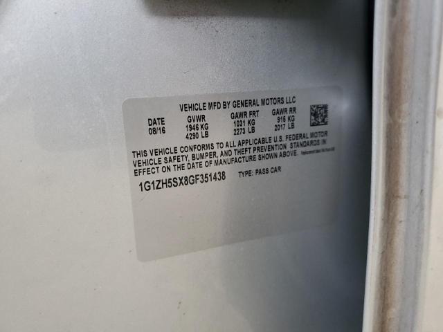 1G1ZH5SX8GF351438 - 2016 CHEVROLET MALIBU PRE SILVER photo 12