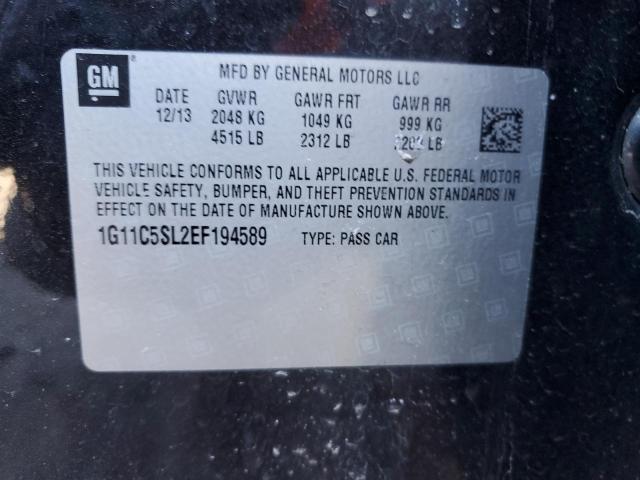 1G11C5SL2EF194589 - 2014 CHEVROLET MALIBU 1LT BLACK photo 12