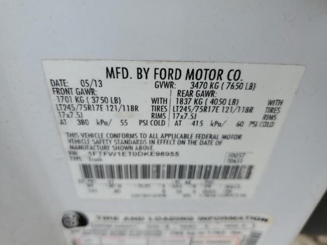 1FTFW1ET0DKE98955 - 2013 FORD F150 SUPERCREW WHITE photo 12