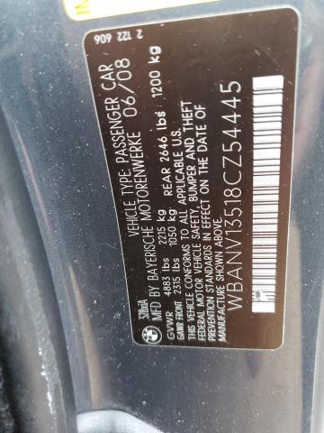 WBANV13518CZ54445 - 2008 BMW 528 XI GRAY photo 12