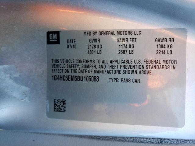 1G4HC5EM6BU106088 - 2011 BUICK LUCERNE CXL SILVER photo 12