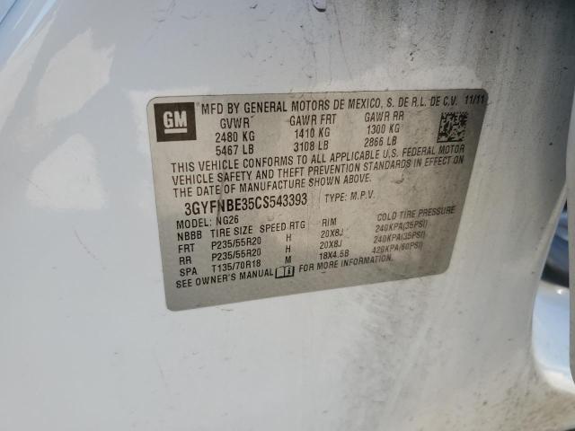 3GYFNBE35CS543393 - 2012 CADILLAC SRX PERFORMANCE COLLECTION Ақ фото 12