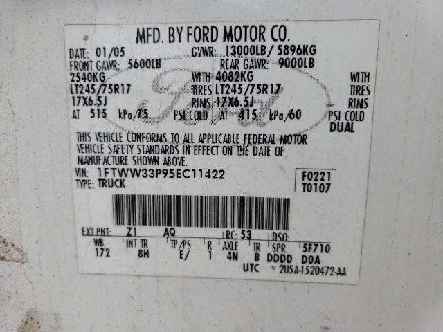 1FTWW33P95EC11422 - 2005 FORD F350 SUPER DUTY WHITE photo 13