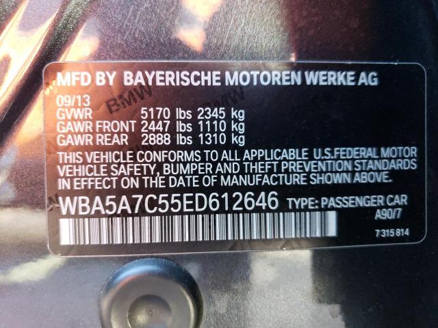 WBA5A7C55ED612646 - 2014 BMW 528 XI CHARCOAL photo 13