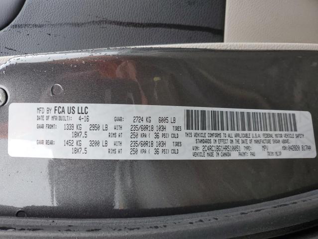 2C4RC1BG1HR510051 - 2017 CHRYSLER PACIFICA TOURING L GRAY photo 14