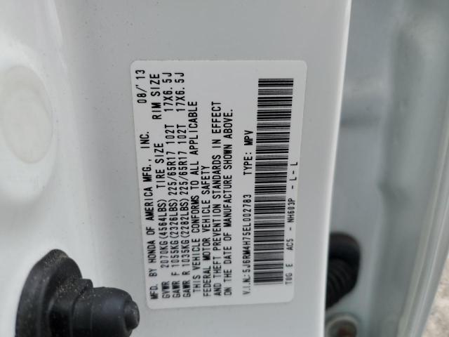 5J6RM4H75EL002783 - 2014 HONDA CR-V EXL WHITE photo 13