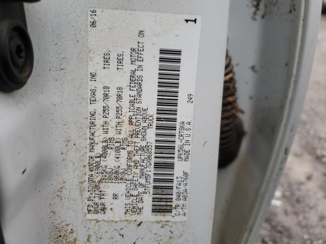 5TFUM5F17GX068557 - 2016 TOYOTA TUNDRA DOUBLE CAB SR/SR5 WHITE photo 12