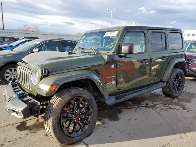 1C4JJXP67NW275230 - 2022 JEEP WRANGLER U SAHARA 4XE GREEN photo 1