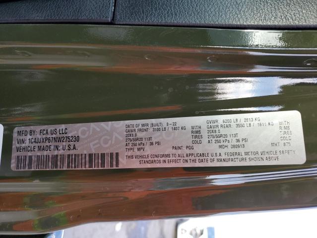 1C4JJXP67NW275230 - 2022 JEEP WRANGLER U SAHARA 4XE GREEN photo 13