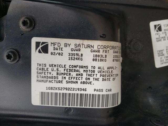 1G8ZK52792Z219346 - 2002 SATURN SL2 TEAL photo 12