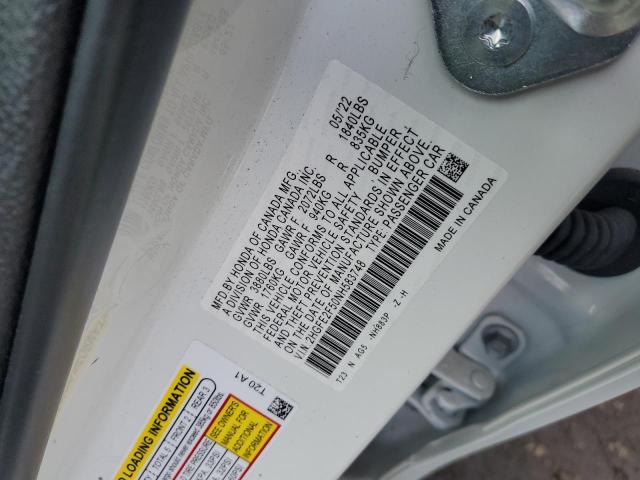 2HGFE2F50NH583748 - 2022 HONDA CIVIC SPORT 白色 照片 12