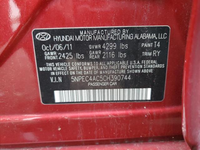 5NPEC4AC5CH390744 - 2012 HYUNDAI SONATA SE MAROON photo 13