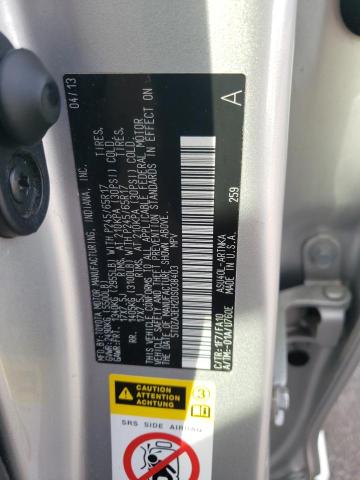 5TDZA3EH2DS038403 - 2013 TOYOTA HIGHLANDER BASE SILVER photo 12