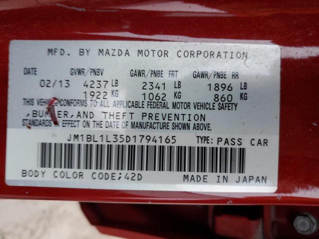 JM1BL1L35D1794165 - 2013 MAZDA SPEED 3 RED photo 12