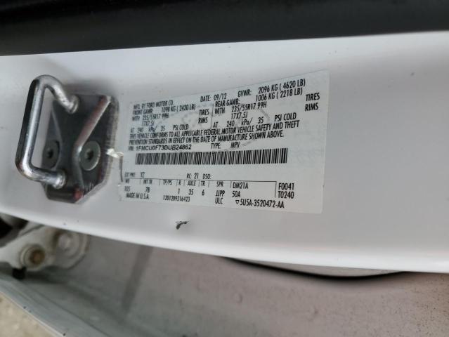 1FMCU0F73DUB24862 - 2013 FORD ESCAPE S WHITE photo 12