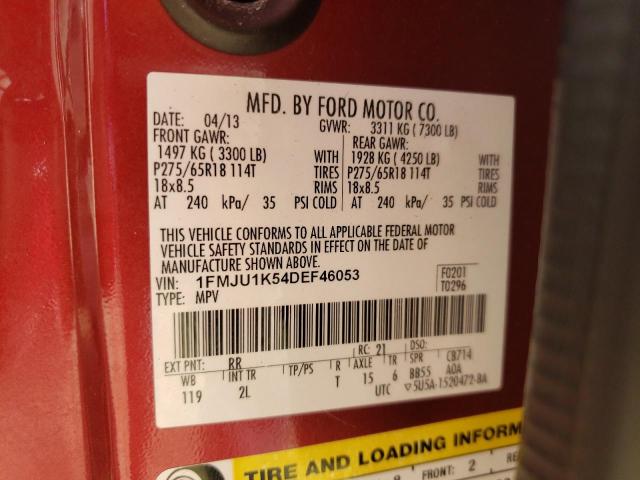 1FMJU1K54DEF46053 - 2013 FORD EXPEDITION LIMITED RED photo 13