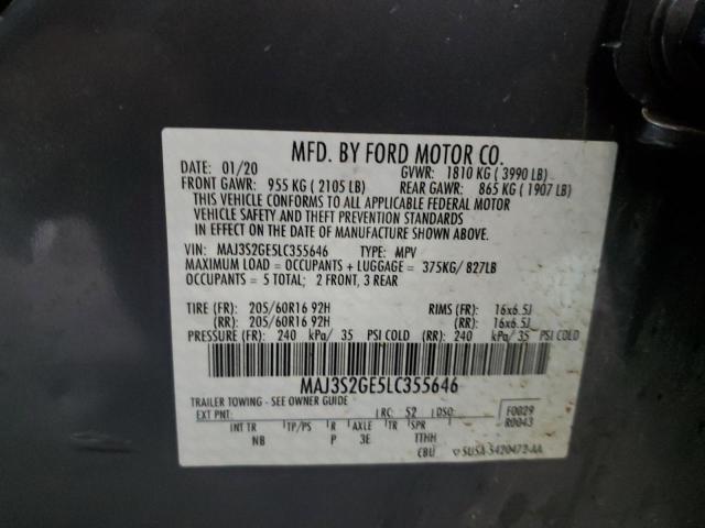 MAJ3S2GE5LC355646 - 2020 FORD ECOSPORT SE GRAY photo 13