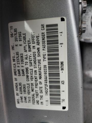 1HGCP2F49AA160339 - 2010 HONDA ACCORD LXP SILVER photo 12