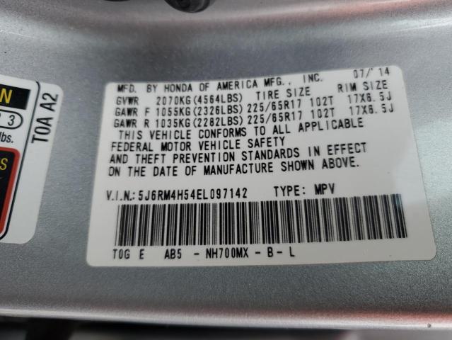 5J6RM4H54EL097142 - 2014 HONDA CR-V EX SILVER photo 13