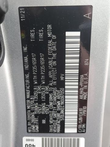 5TDJRKEC1NS087050 - 2022 TOYOTA SIENNA XLE SILVER photo 14